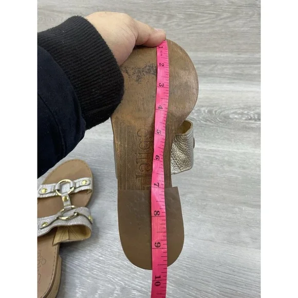 Latigo Rush Women's Sandal Silver Leather 6.5 Double Strap Buckle Boho Comfort - Picture 9 of 10